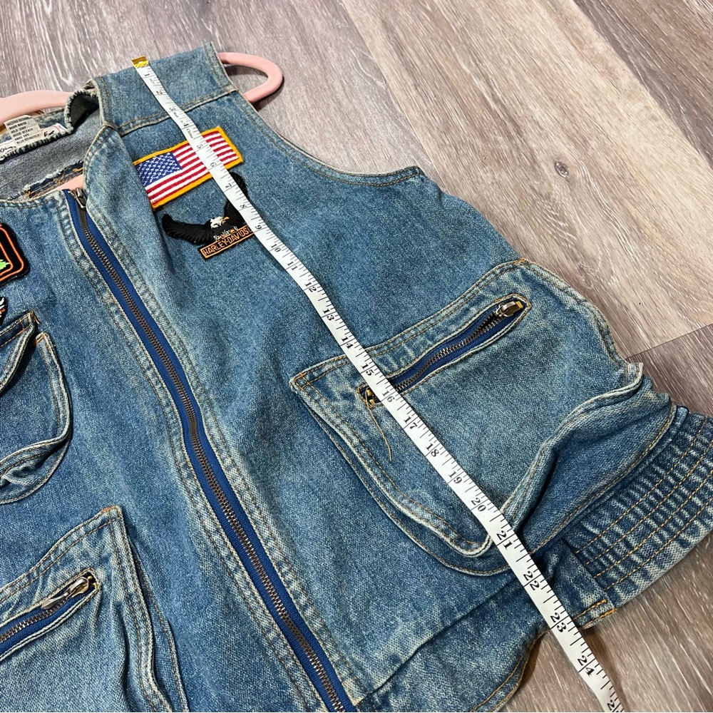 Vintage Harley Davidson patchwork denim vest motorcycle - Picture 4 of 7